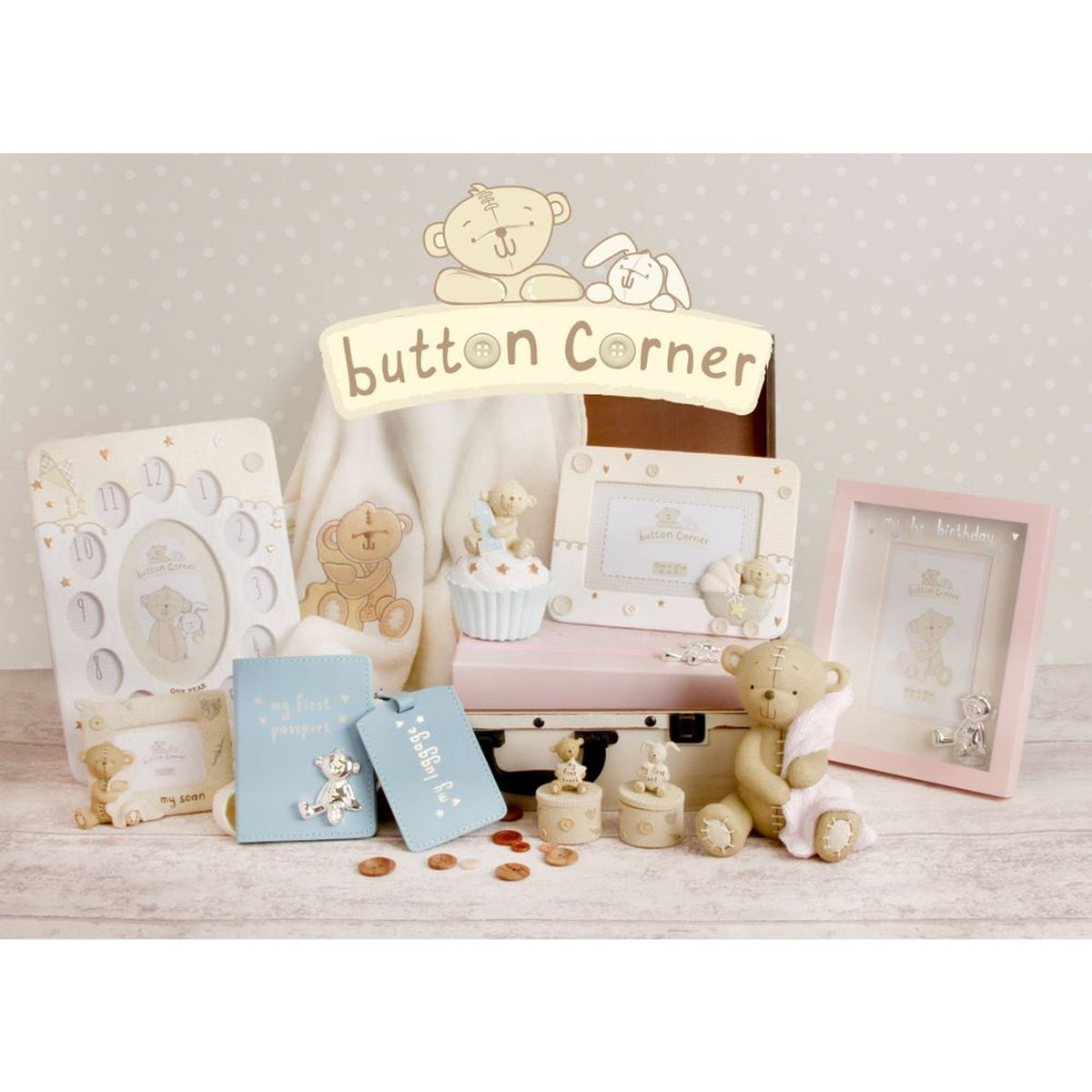 Button Corner Leatherette My First Passport Set - Pink