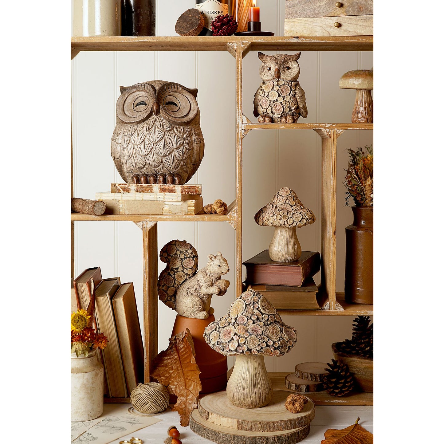Country Living Wood Effect Resin Owl Sleeping