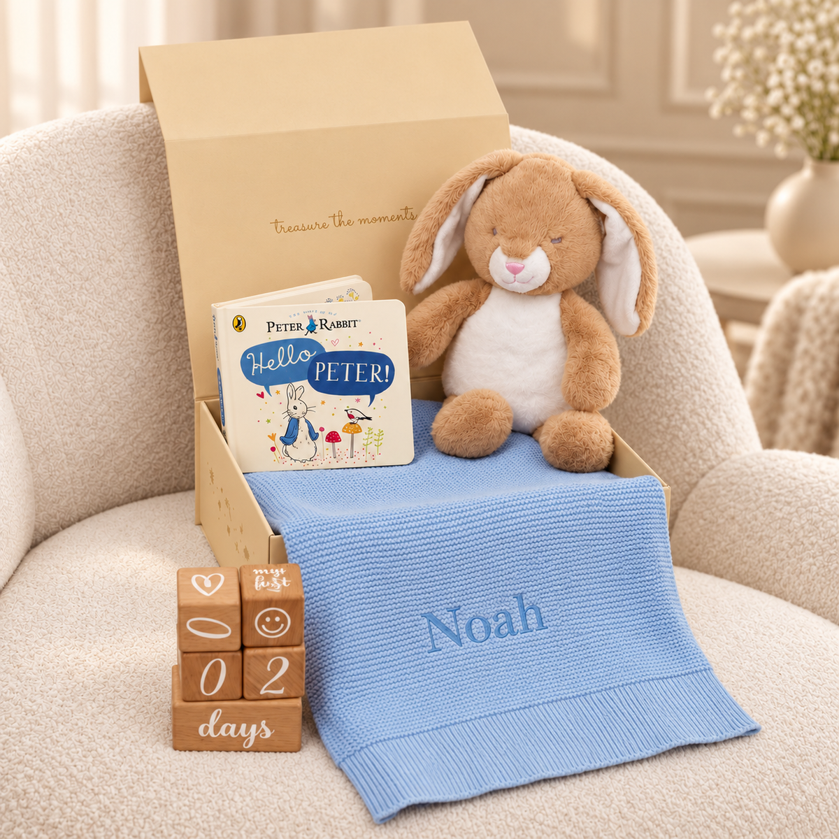 NEW BABY PERSONALISED HOP & LEARN GIFT SET