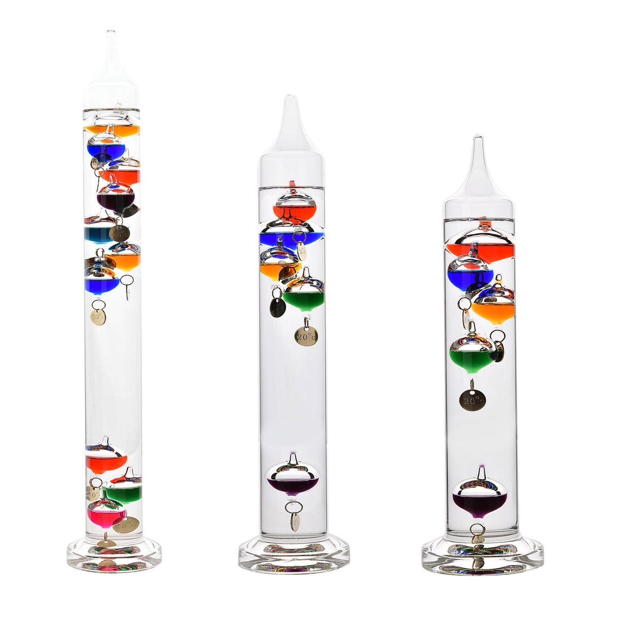 Galileo Thermometer - 28cm multi col 5 bulb
