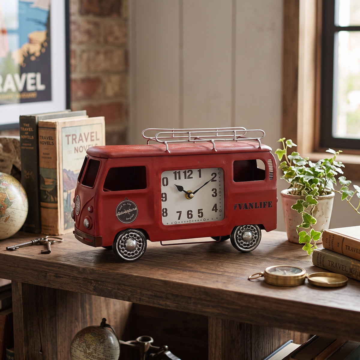 Hometime Metal Mantel Clock - Camper Van