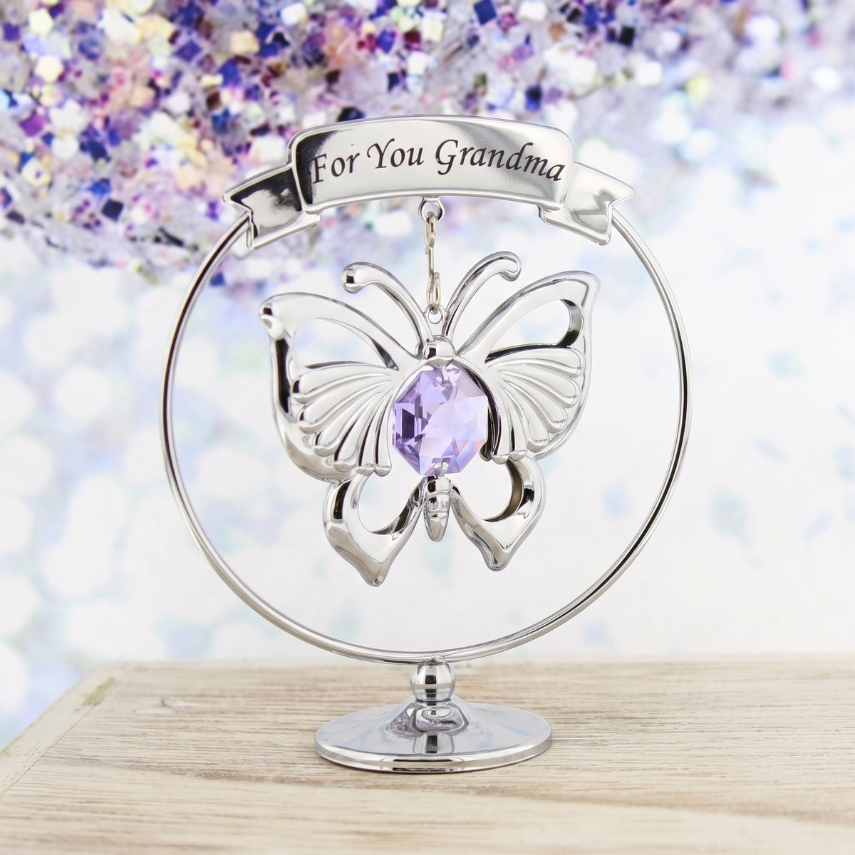 Crystocraft Chrome Plated Circle - 'For You Grandma'