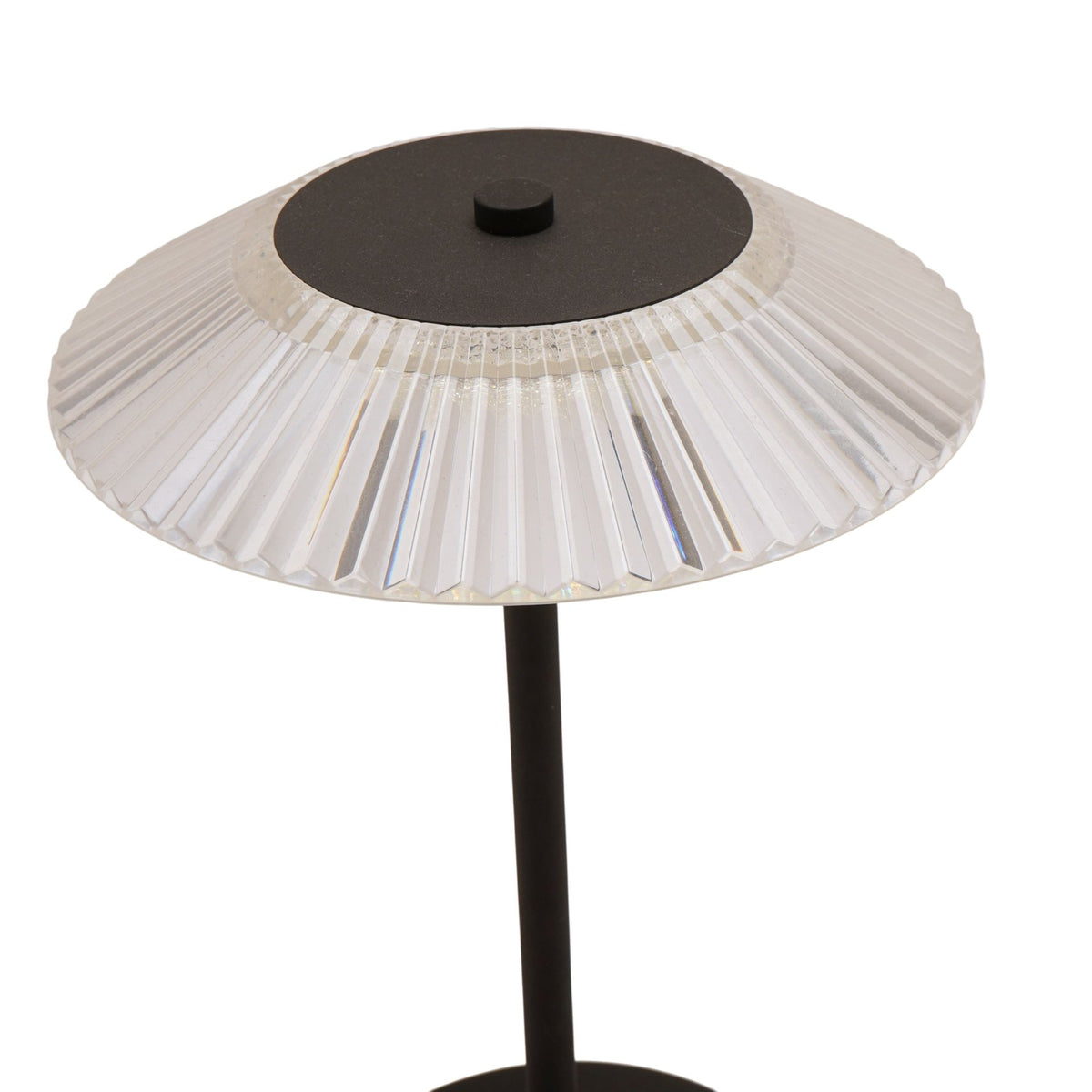 Hestia Black Ribbed Glass USB LED Touch Table Lamp