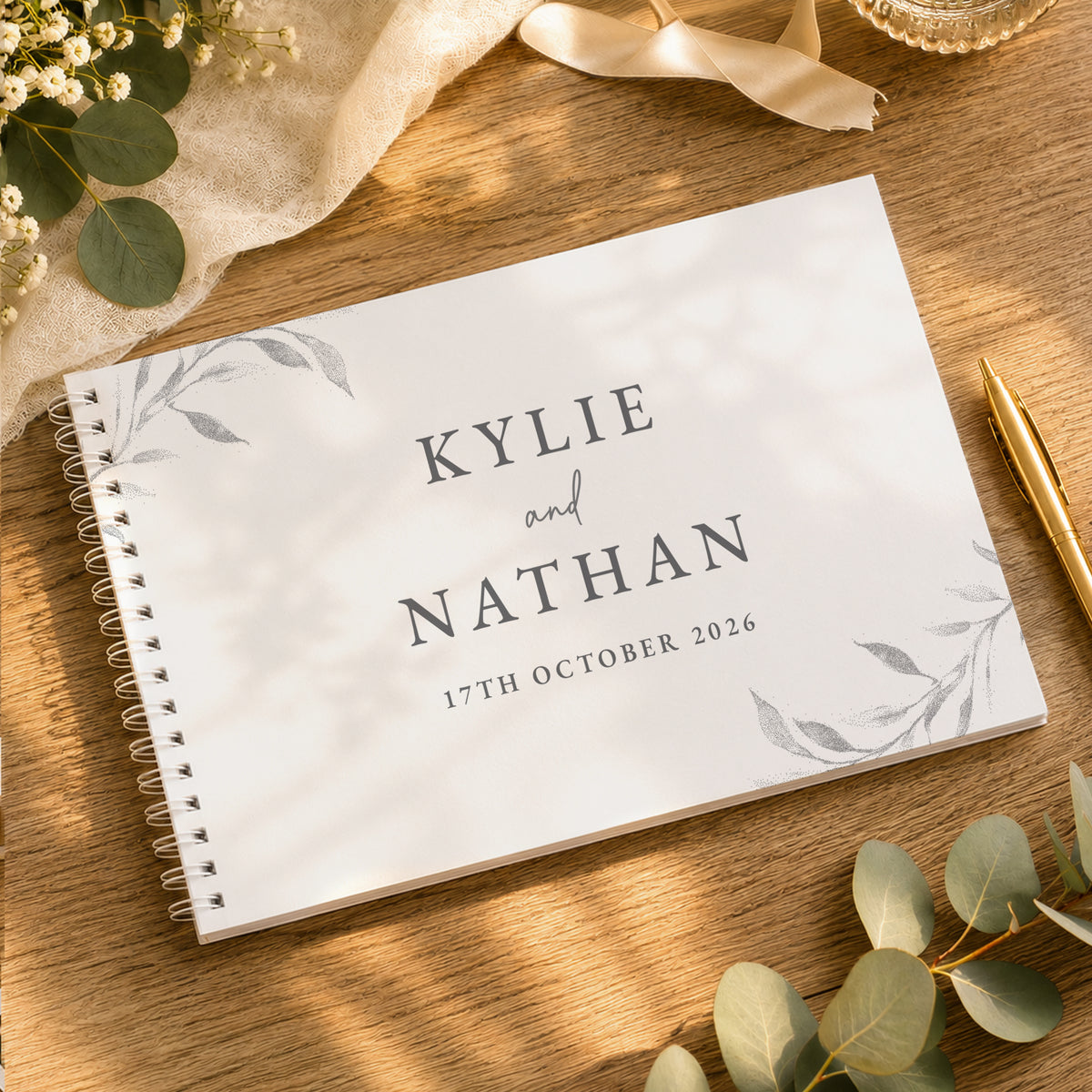 Personalised Botanical Burnt Orange Wedding Guest Book