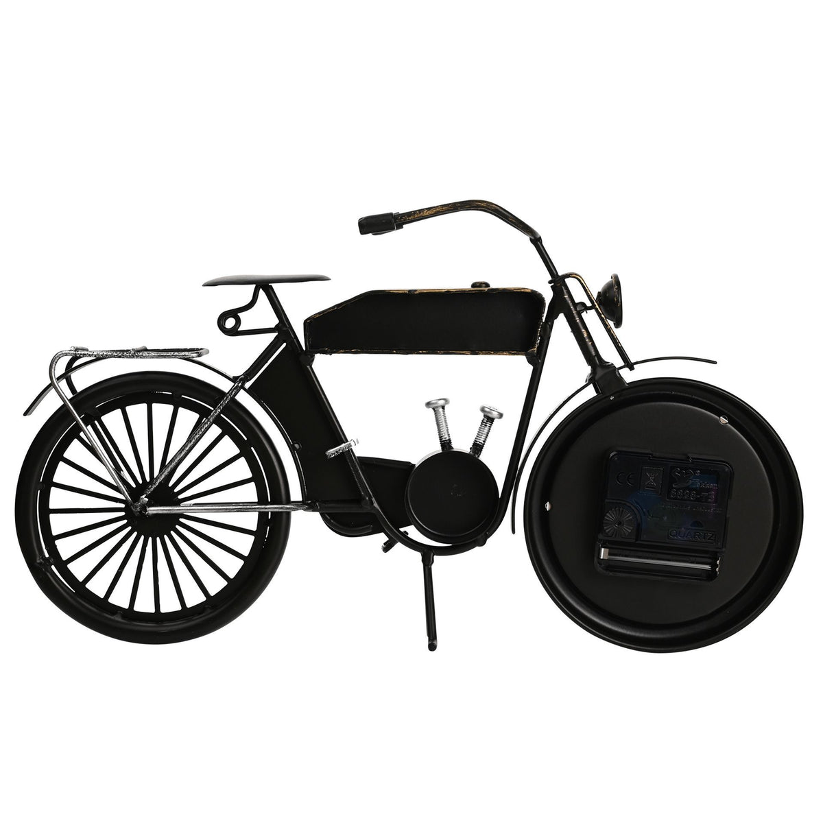 Hometime Metal Mantel Clock - Black Motorcycle