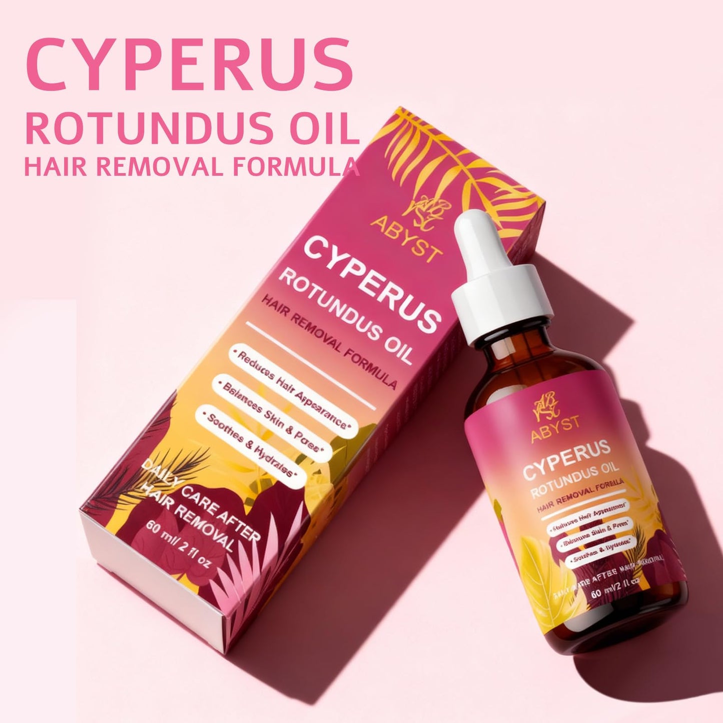 ABYST Pure Cyperus Rotundus Oil – Hair Growth Inhibitor for Face & Body, 2 oz, Soothes Skin After Shaving