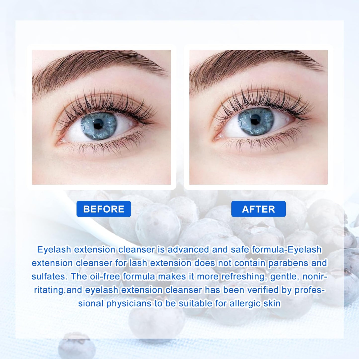 ARISON LASHES Eyelash Extension Shampoo 600ml – Paraben & Sulfate Free, Blueberry