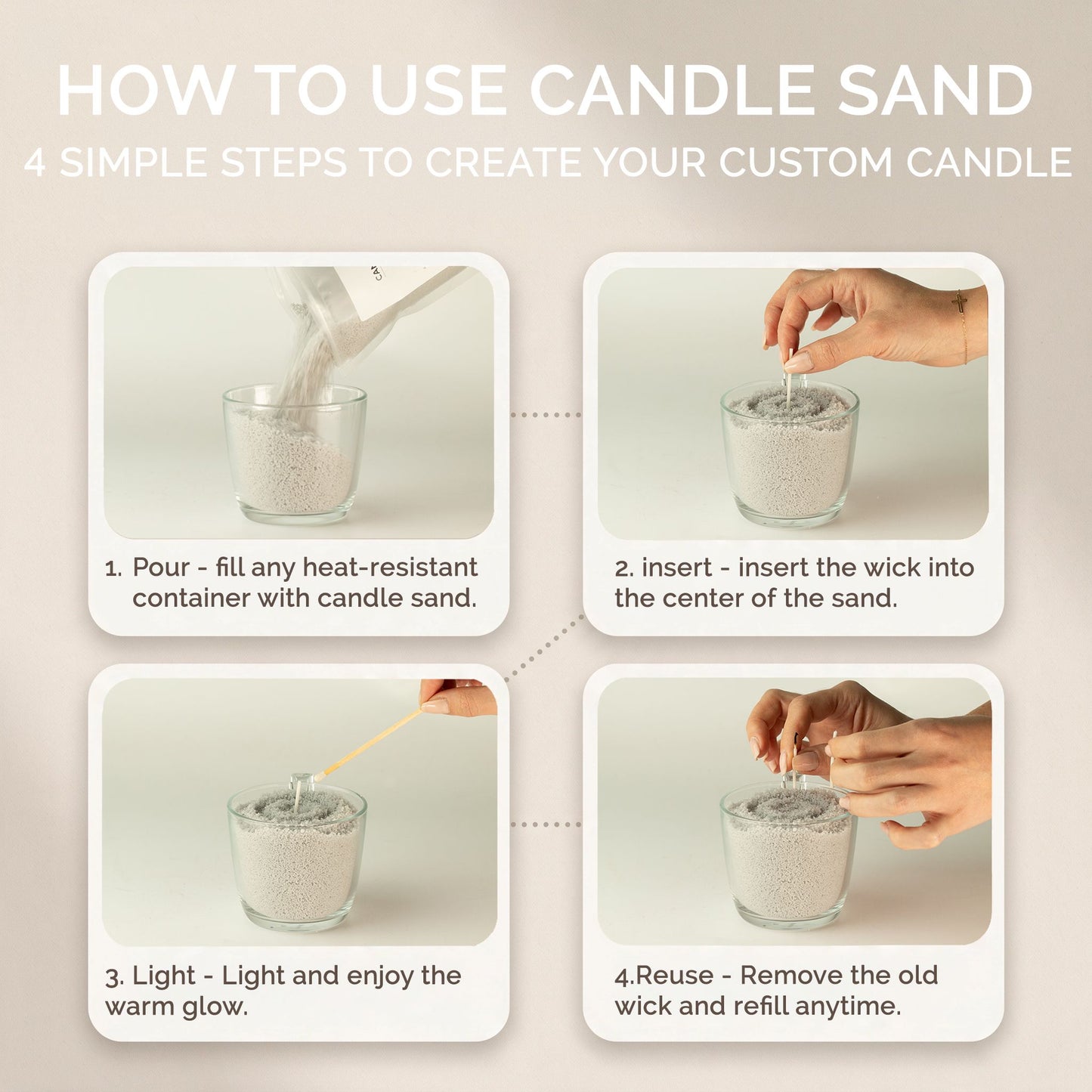 Unfragranced Candle Sand - White - 300g