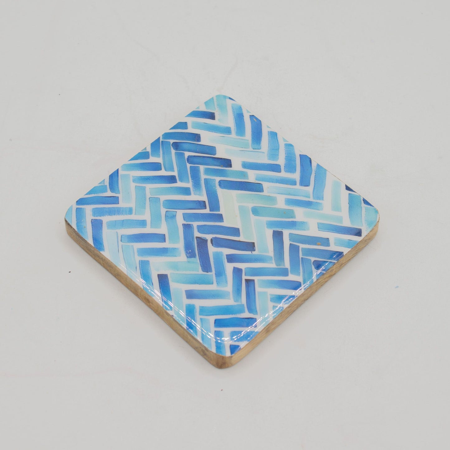 Set of 4 Square Coasters - Blue Stripes