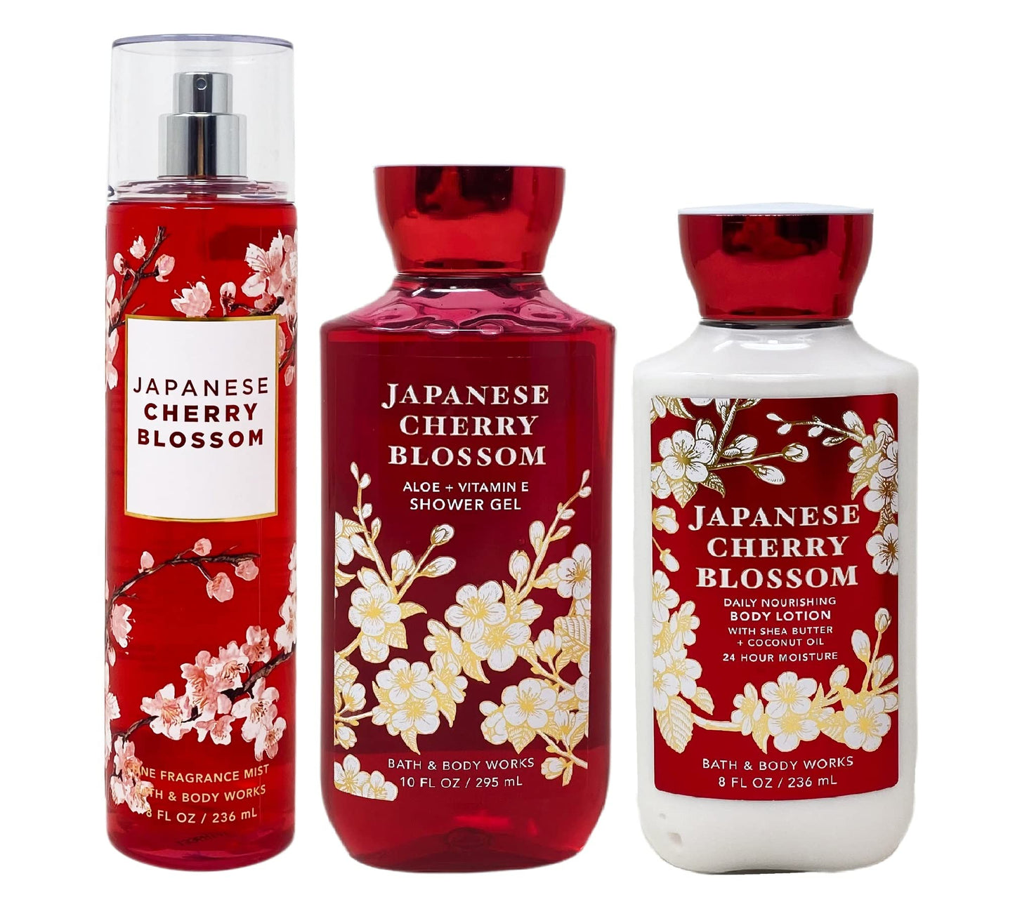Bath & Body Works Signature Japanese Cherry Blossom Trio: Shower Gel, Fine Fragrance Mist & Body Lotion