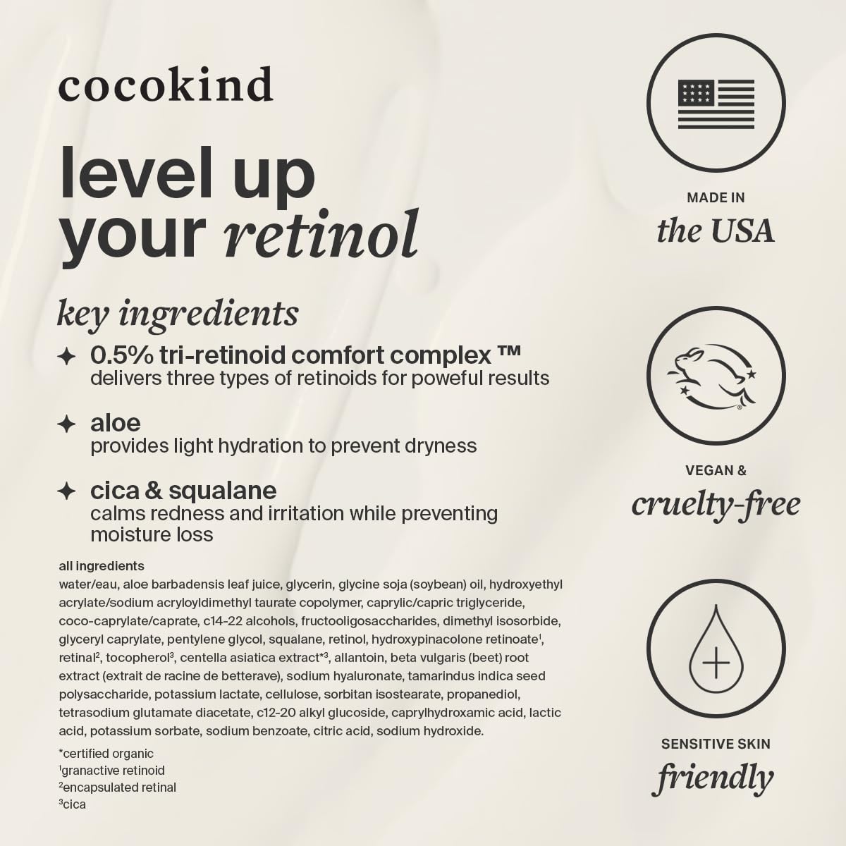 Cocokind Advanced Retinol Gel 0.5% – Gentle Tri-Retinoid Gel for Sensitive Skin (1 fl oz)