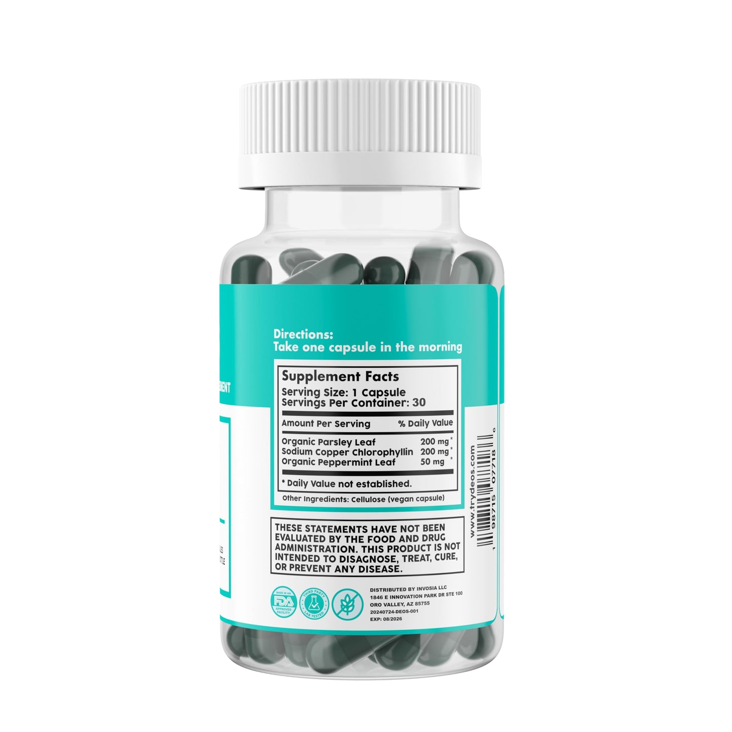 DEOS Internal Deodorant Supplement – Full-Body Odor Control | 30 Vegan Capsules