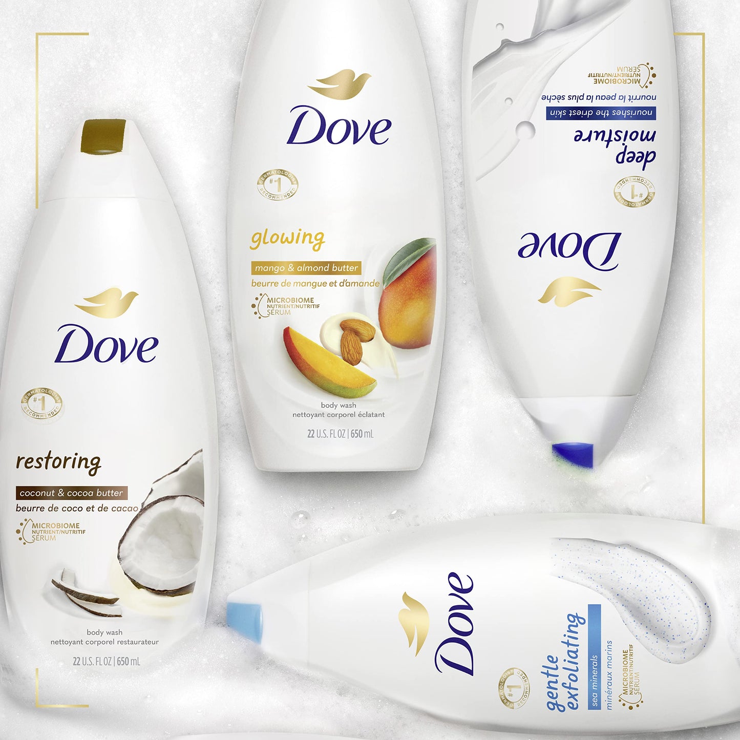 Dove Purely Pampering Body Wash for Dry Skin – Coconut Butter & Cocoa Butter, 22 oz (4 Count)