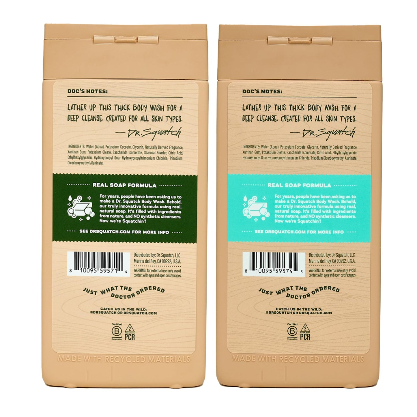 Dr. Squatch Pine Tar Coconut Castaway Body Wash for Men – 2-Pack, 14 oz