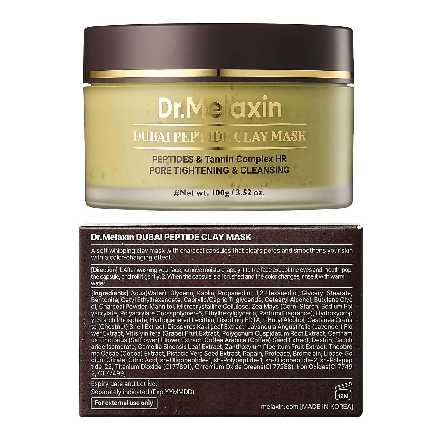 Dr.Melaxin Dubai Peptide Clay Mask – Charcoal Absorption, Peptides & Hydration