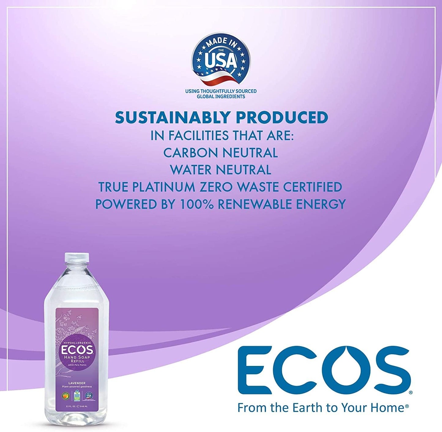 ECOS Lavender Hand Soap Refill (2 Pack, 32 oz Each) – Plant-Based, Gentle & Hydrating