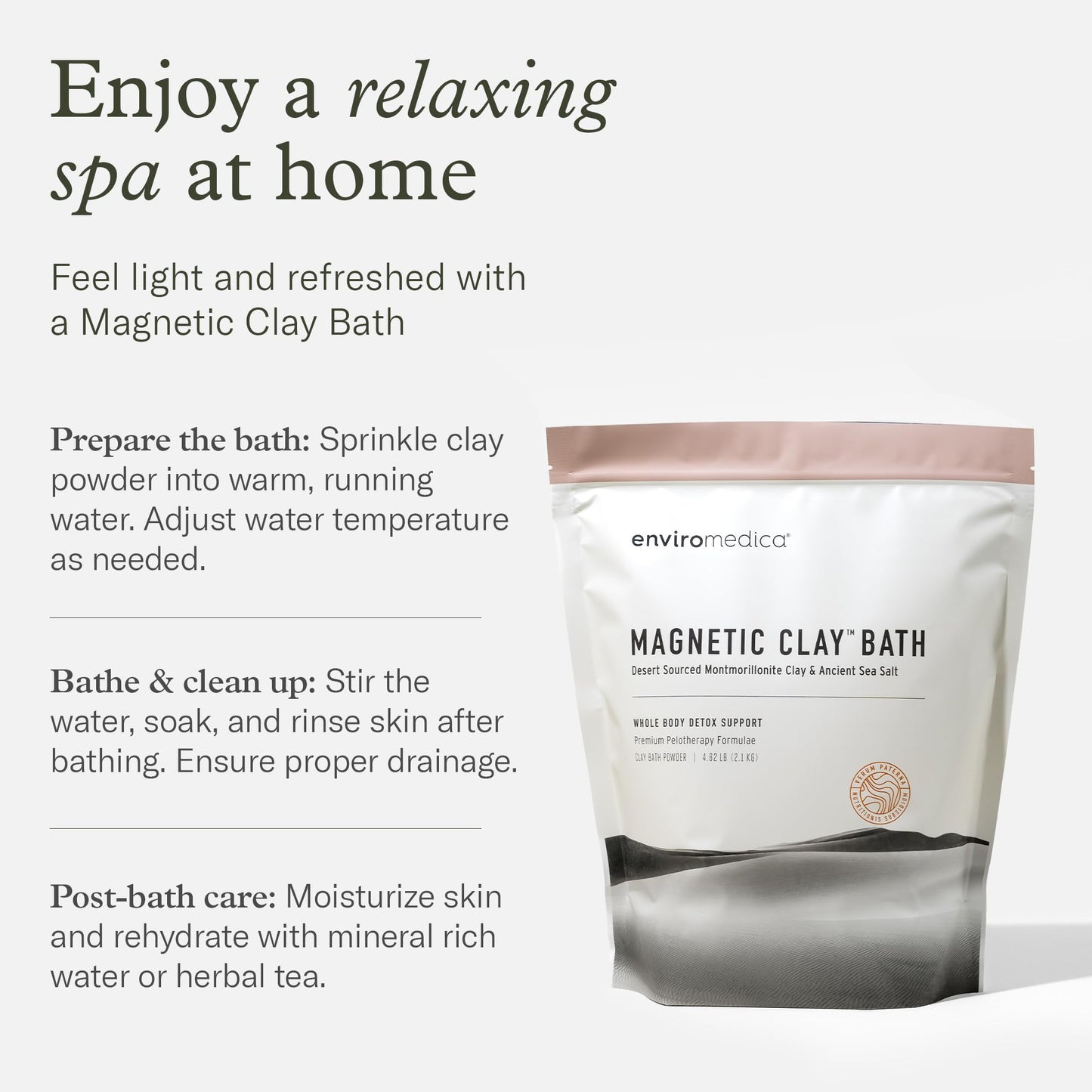 Enviromedica Magnetic Bentonite Clay Bath – 500g with Himalayan Salt | Purifying Bath Soak, Body & Face