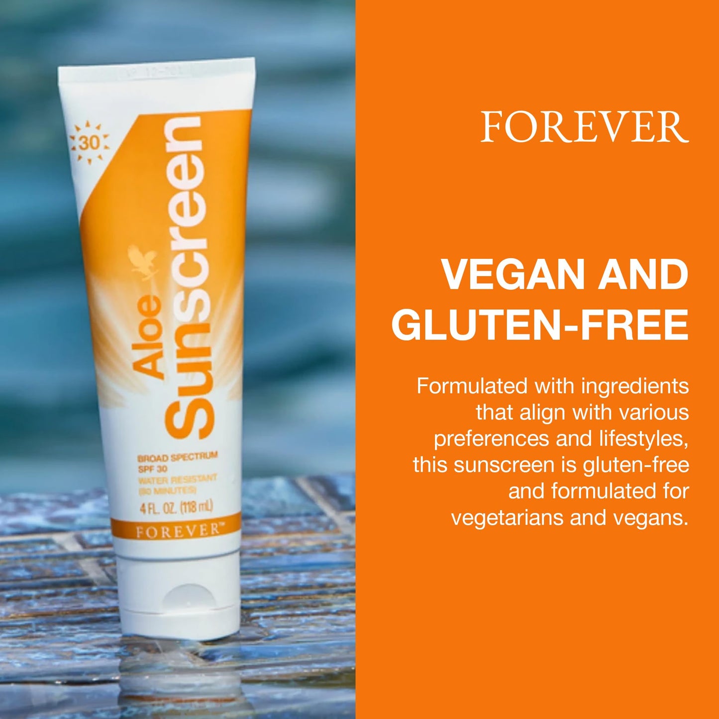 Forever Living Aloe Sunscreen SPF 30 - Water-Resistant Broad Spectrum, 4 fl oz (Pack of 2)