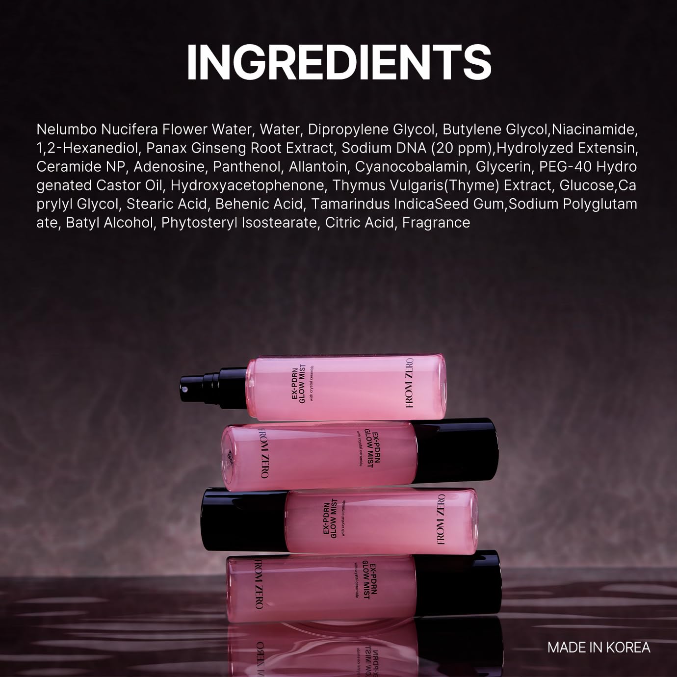 FROM ZERO EX-PDRN Glow Mist: Pink Ceramide Toner Spray for Hydration & Glass Skin