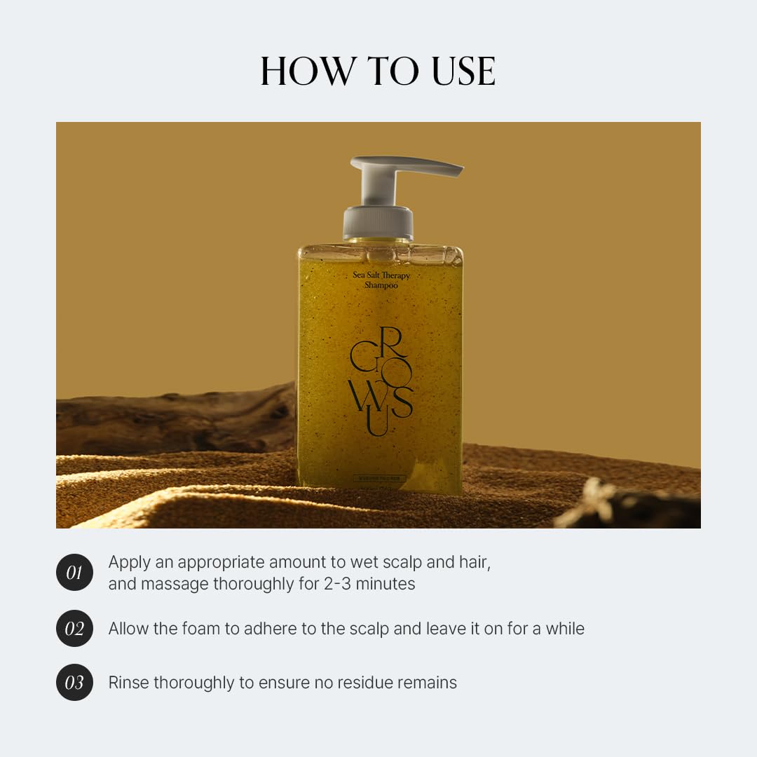 GROWUS Sea Salt Therapy Shampoo – Clarifying, Buildup Removal, 16.9 fl oz, Paraben & Sulfate Free