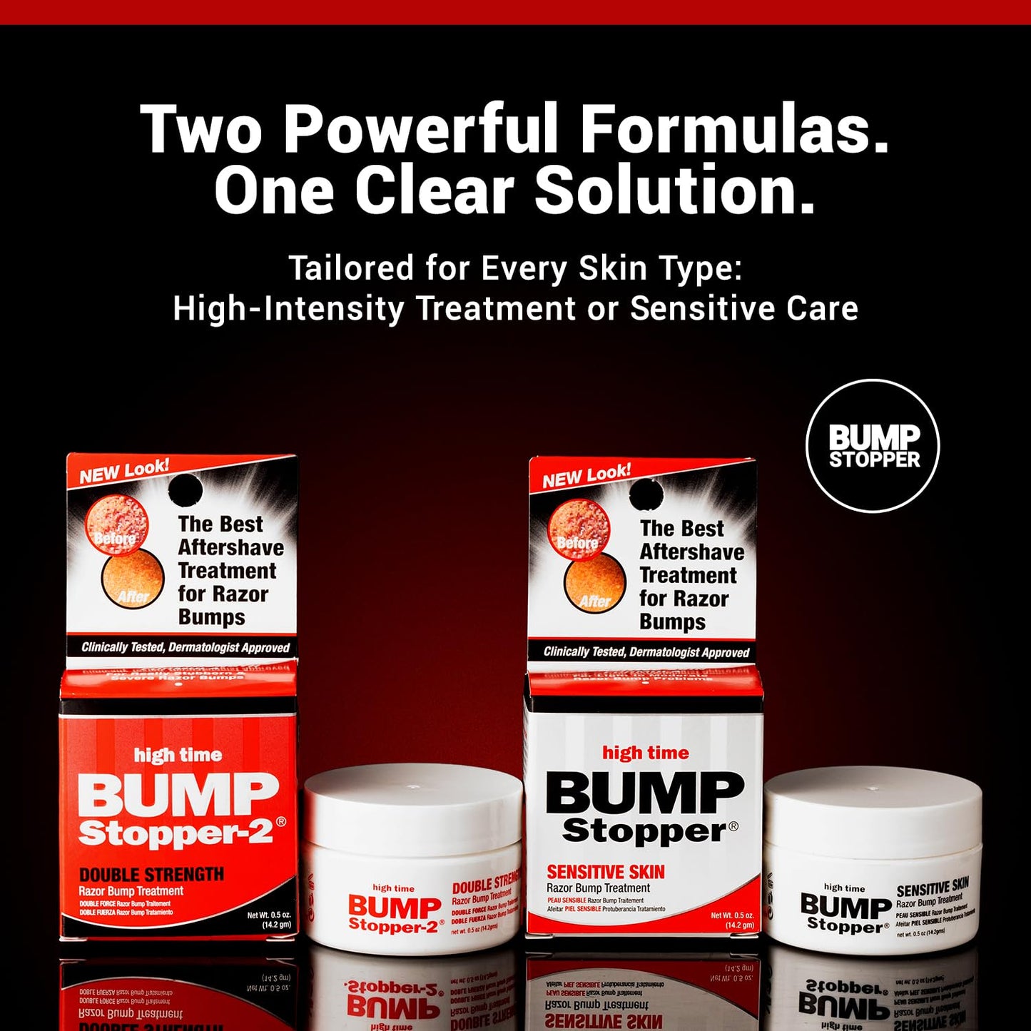 Bump Stopper 2: Double Strength Razor Bump Treatment | High Time Men Aftershave 0.5 oz (9 Pack)