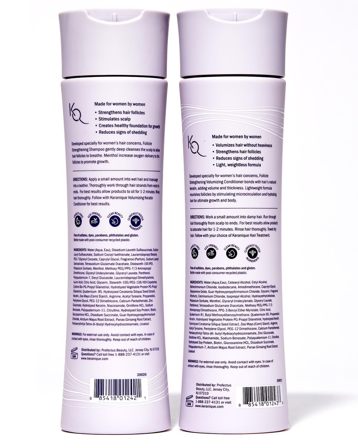Keranique Volumizing Shampoo & Conditioner Set – Biotin & Keratin for Thinning Hair