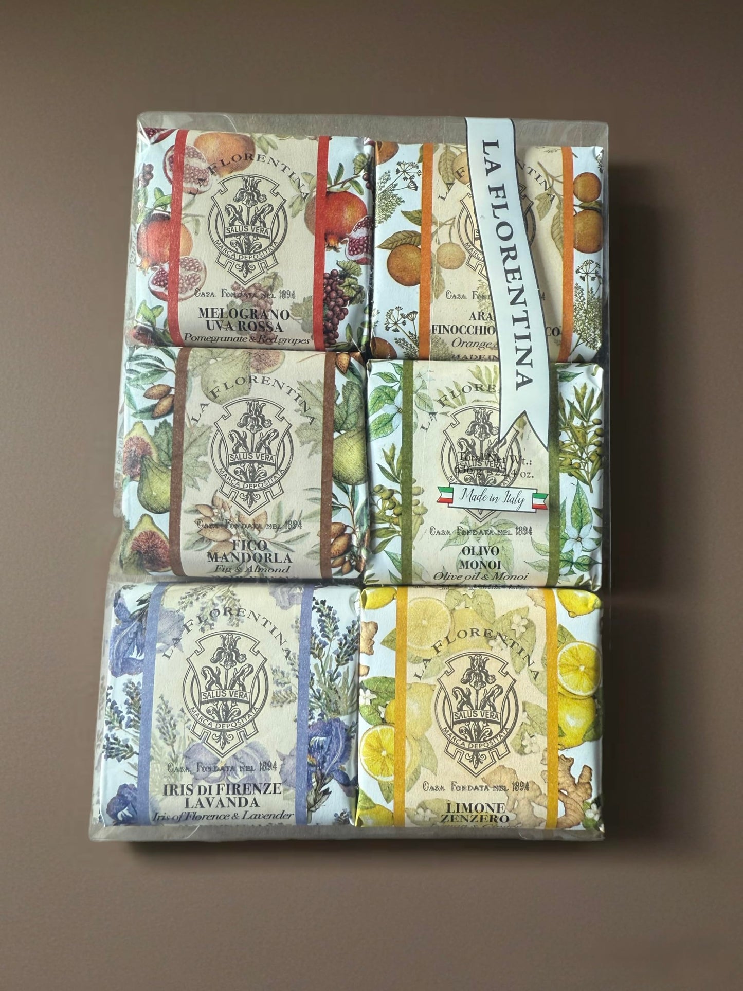 LA FLORENTINA Variety Soap Pack – Italian Artisanal Soaps (6 x 3.7 oz)