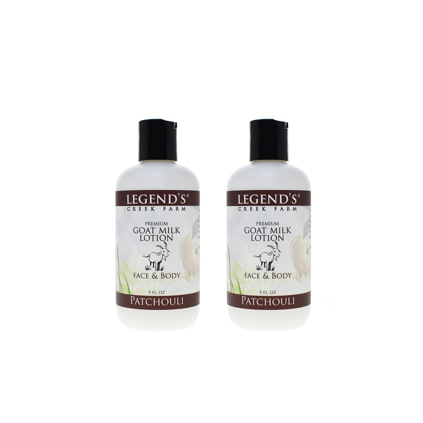 Legend's Creek Goat Milk Lotion Patchouli 2-Pack, 9 oz – Deeply Moisturizing Body, Hand & Face Lotion