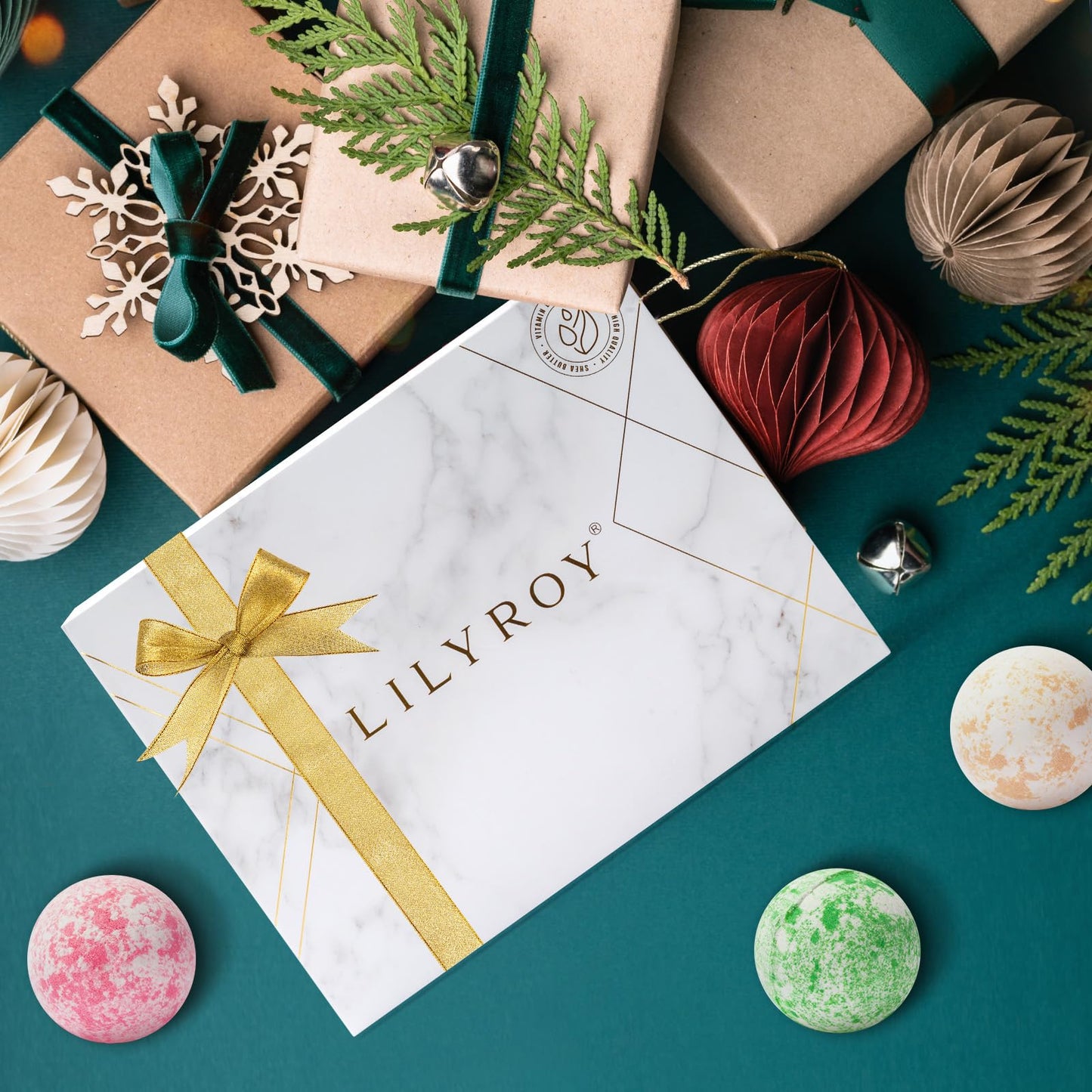 LILY ROY Valentines Day Spa Gift Set – 15-Piece Luxury Bath & Body Set (6 x 150g Bath Salts, 6 x 100g Bath Bombs)