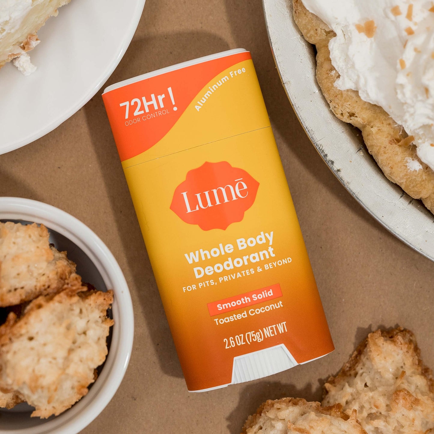 Lume Whole Body Deodorant & Soap – Aluminum-Free, Baking Soda Free, Toasted Coconut (2x 2.6 oz Sticks + 2x 5 oz Soaps)