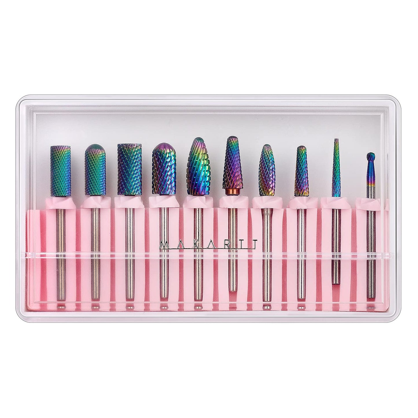 Makartt Nail Drill Bits Set – 10Pcs Diamond Tungsten Carbide, 3/32in for Acrylic & Gel Nails