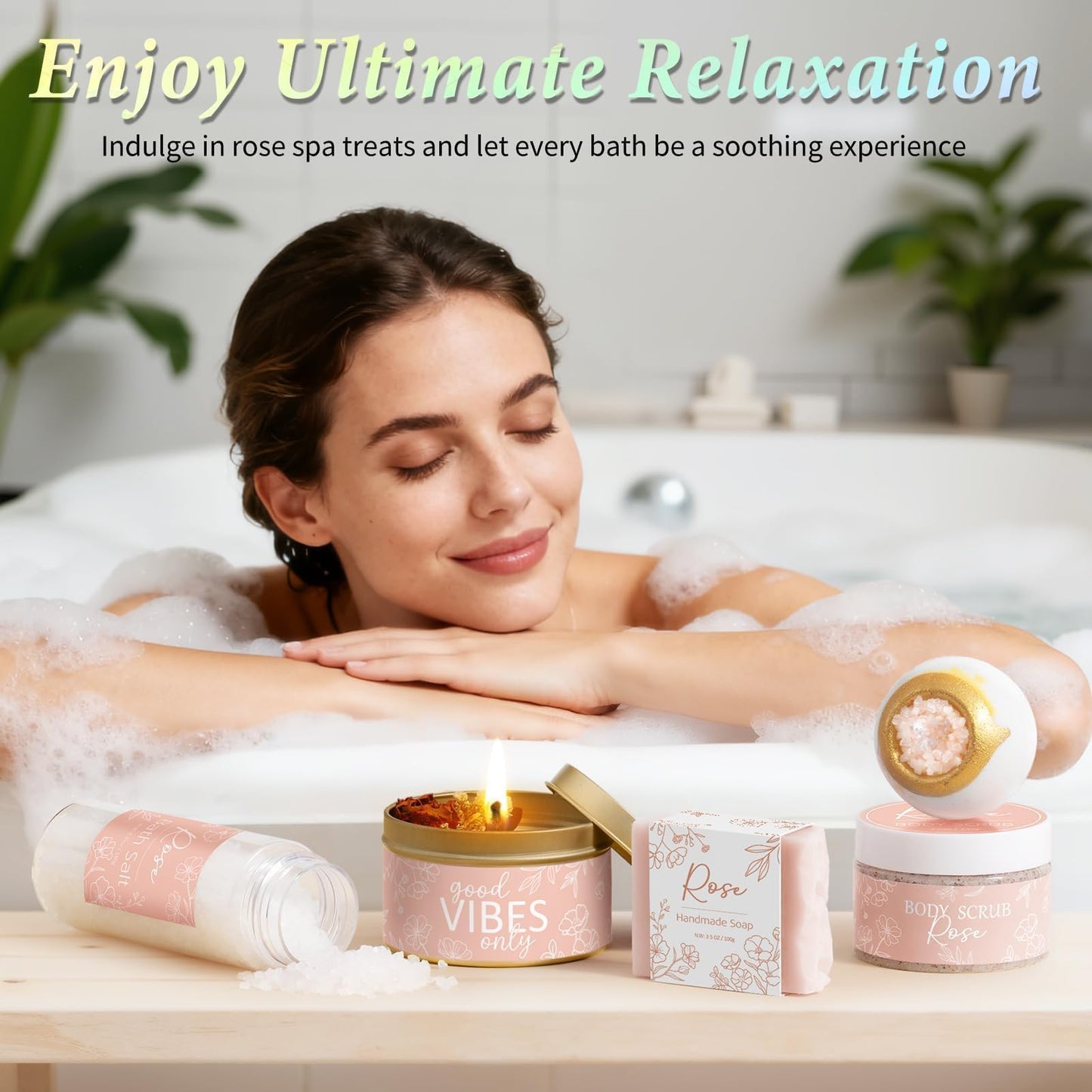 MAYICIVO Spa Gift Set for Women – Rose Scented Self-Care Gift Basket