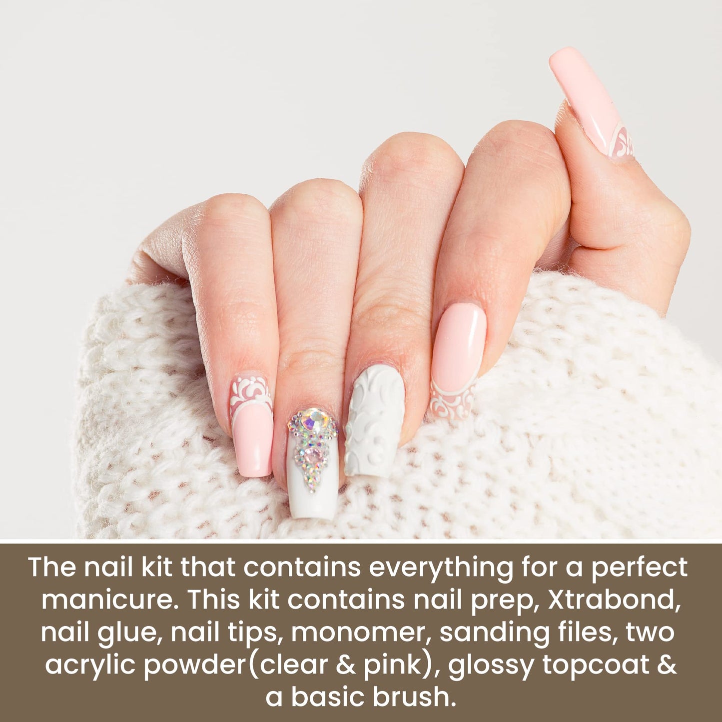 Mia Secret Acrylic Nail Kit for Beginners | Pink & Clear Powders Starter Set