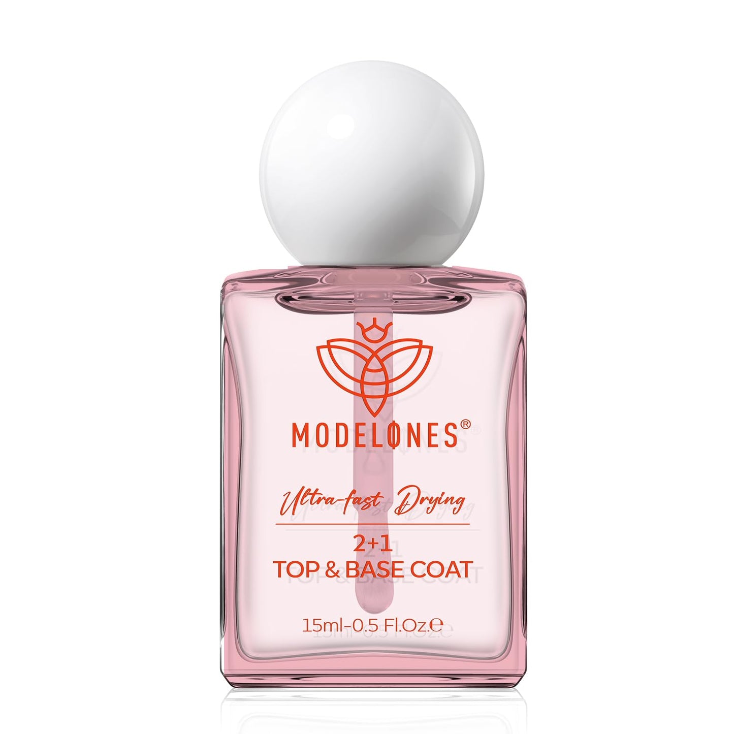 Modelones 3-in-1 Nail Polish – 15 ml Pink Clear Base & Top Coat for Salon-Quality Manicures