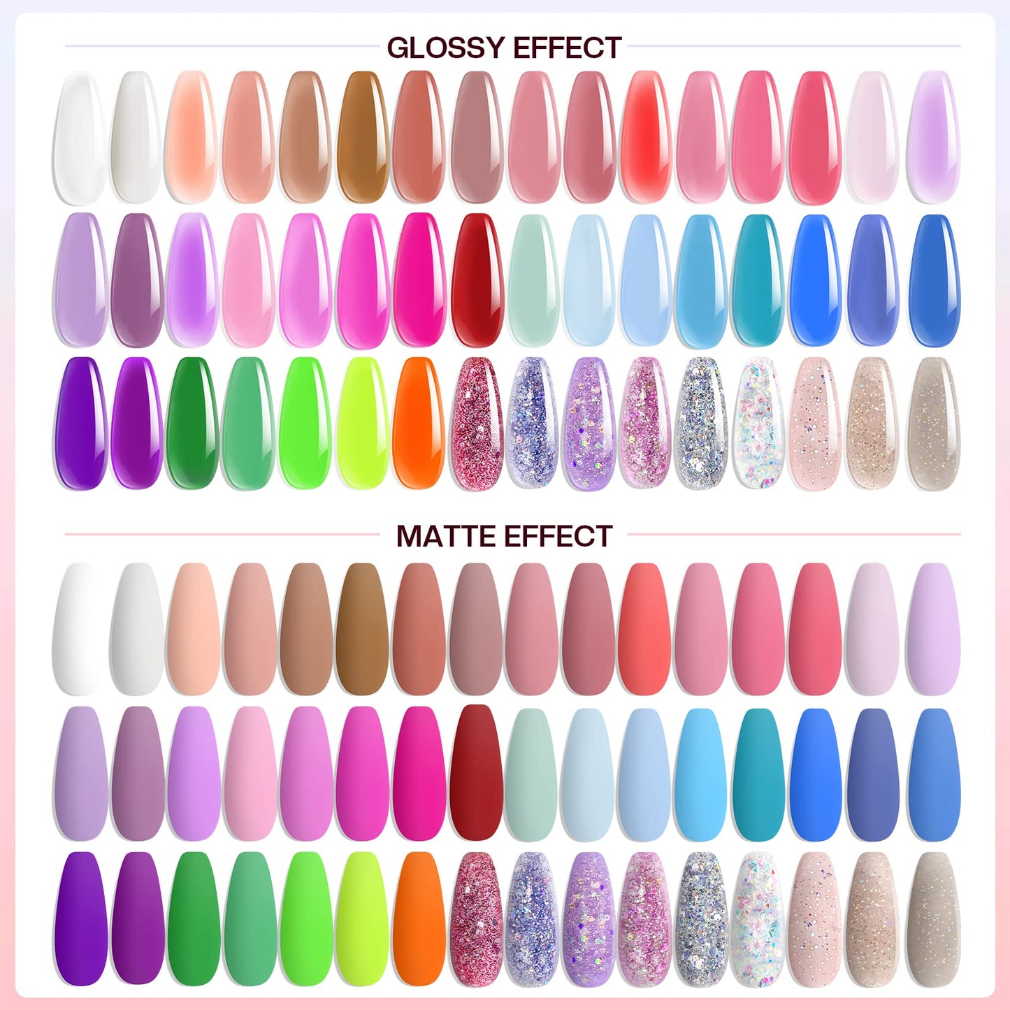 Morovan Poly Gel Nail Set: 48 Colors for Trendy Gel Extensions with Glitter Finish