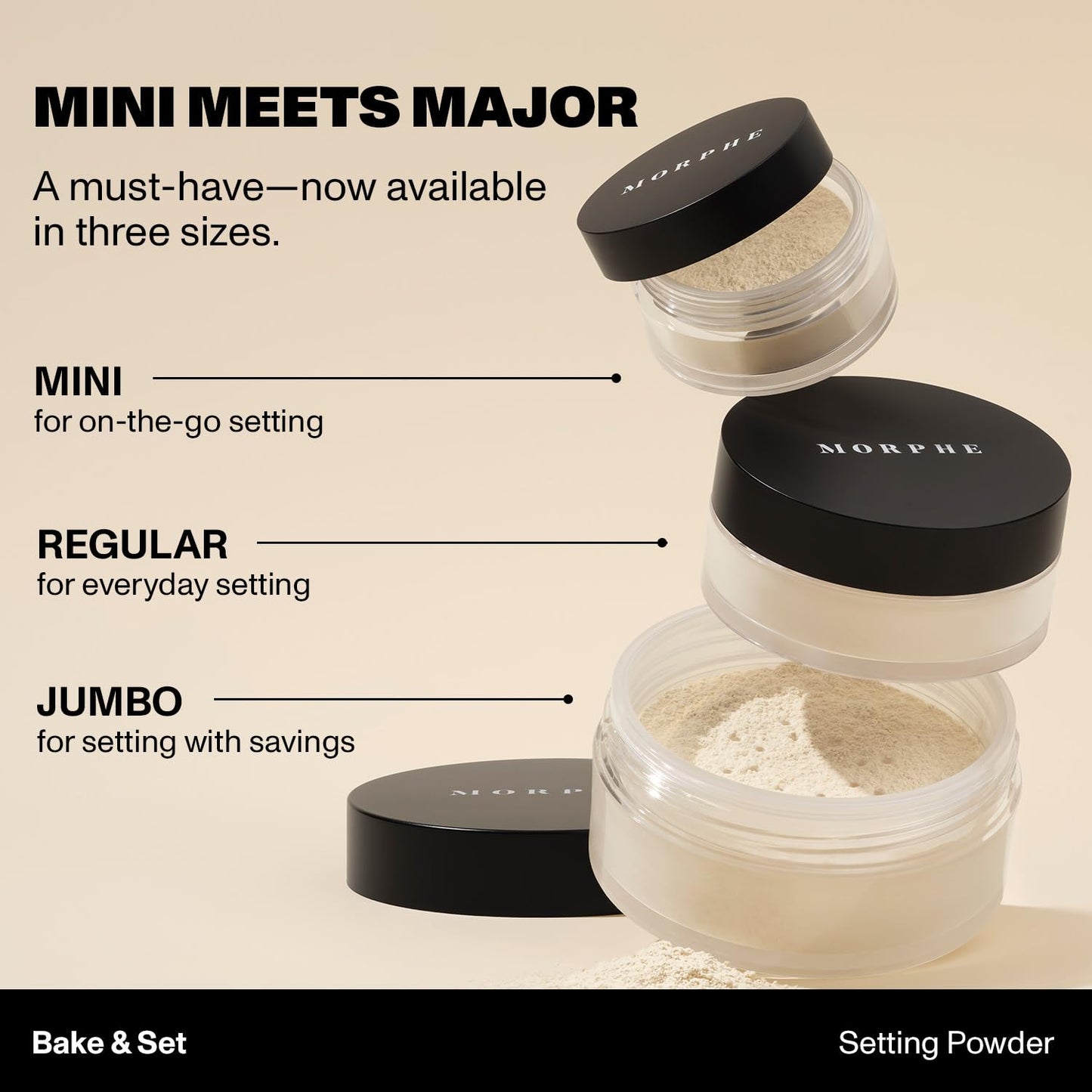 Morphe Jumbo Bake & Set Translucent Powder – Talc-Free Lightweight Finish for All-Day Shine Control (0.62 oz)