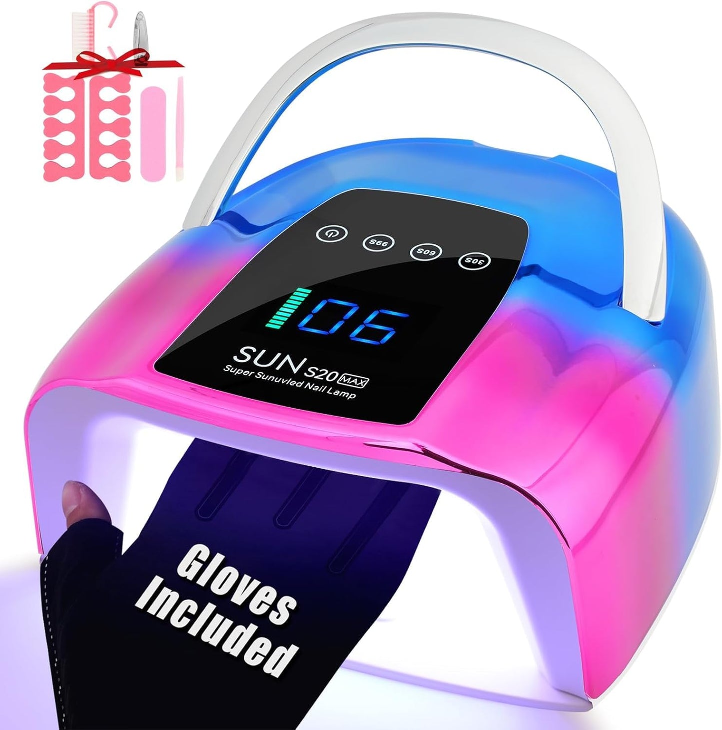 NailShow UV LED Nail Lamp Cordless 128W – Portable Gel Nail Dryer with 3 Timers & Auto Sensor