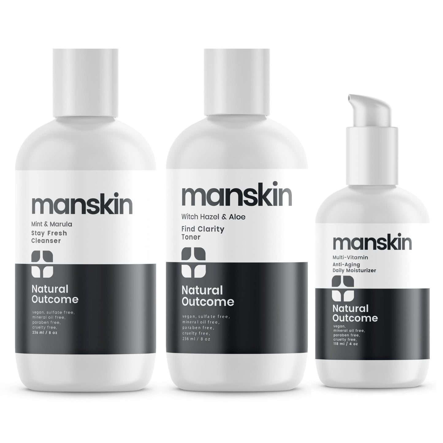 Natural Outcome Mens Skin Care Kit | 3-Step Anti-Aging Facial Care for Men