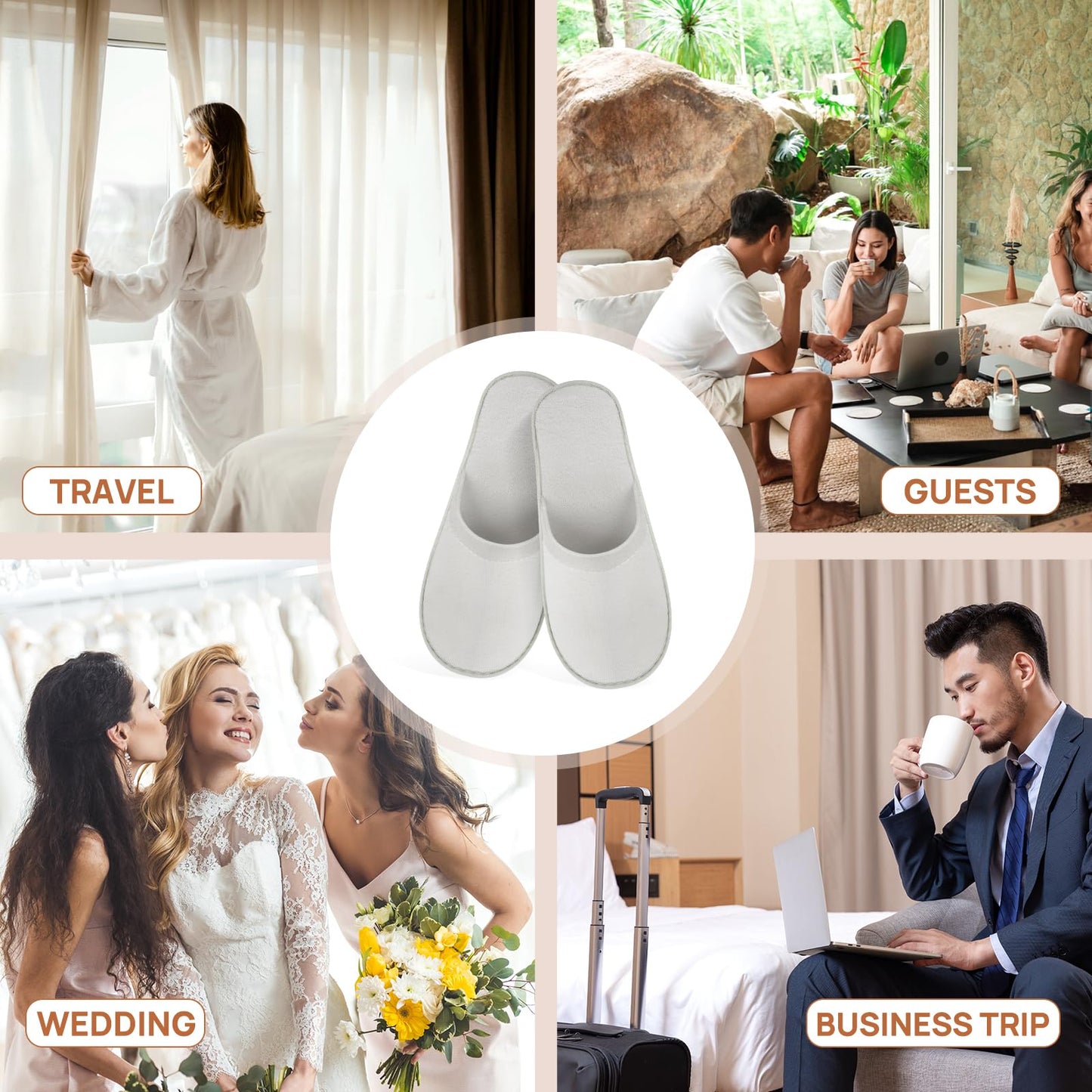 OBMMIRAO 44 Pairs Bulk Disposable Slippers for Guests – 6mm EVA Non-Slip Sole, Fits US Men 10 & Women 11