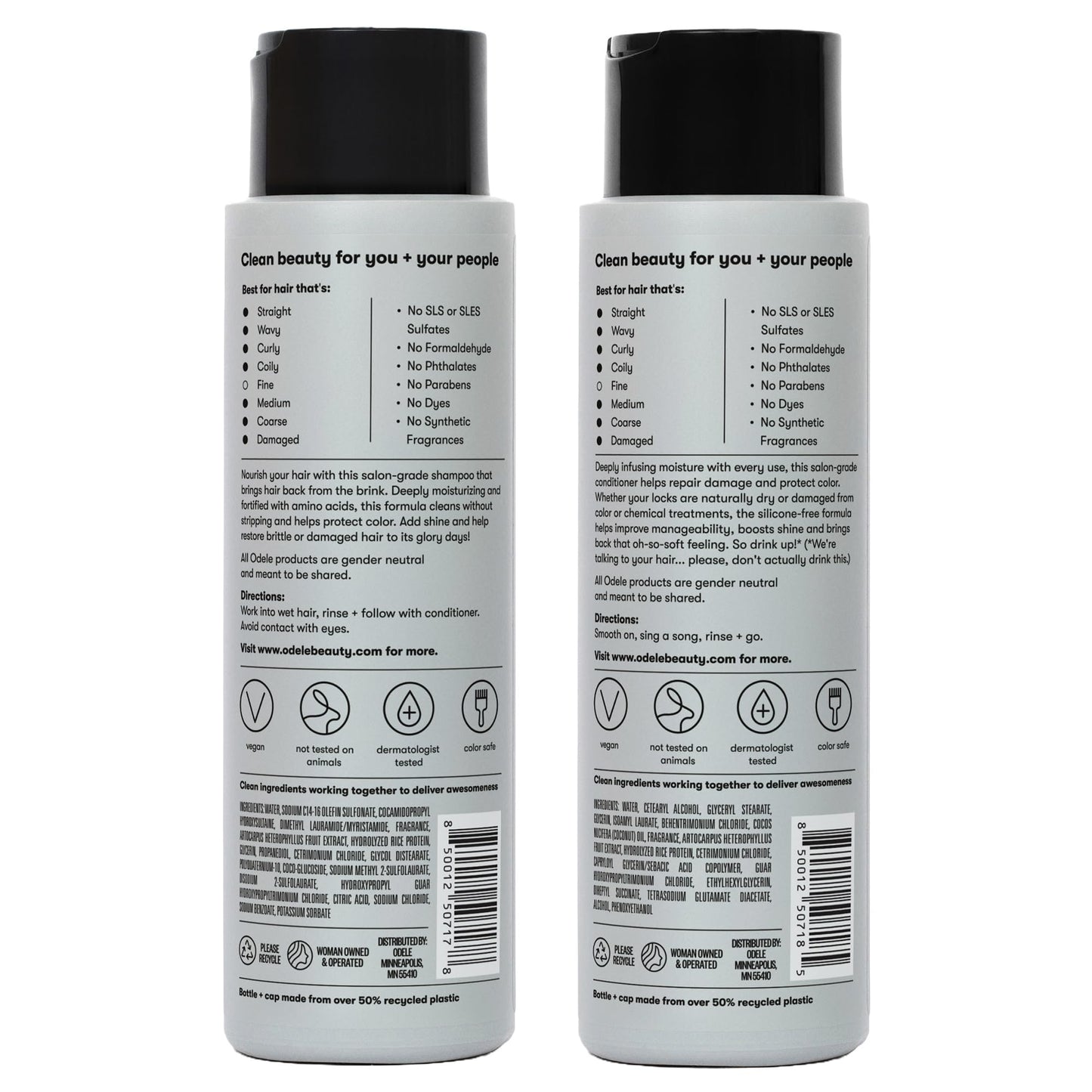 Odele Moisture Repair Sulfate-Free Shampoo & Conditioner Set – Deep Hydration 13 oz Each (2-Pack)
