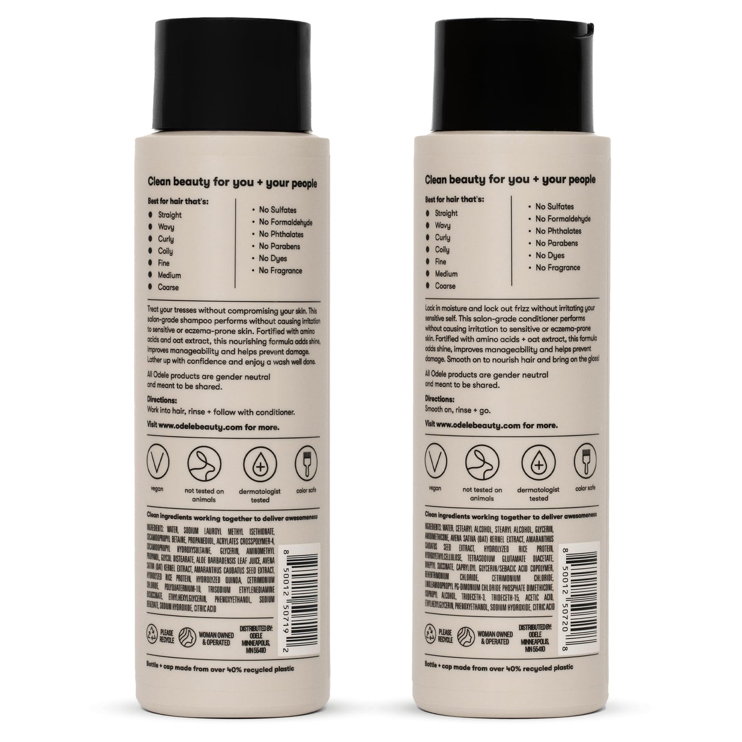 Odele Ultra-Sensitive Sulfate-Free Shampoo & Conditioner Set – Gentle, Fragrance-Free, All Hair Types 13 Fl Oz Each (2-Pack)