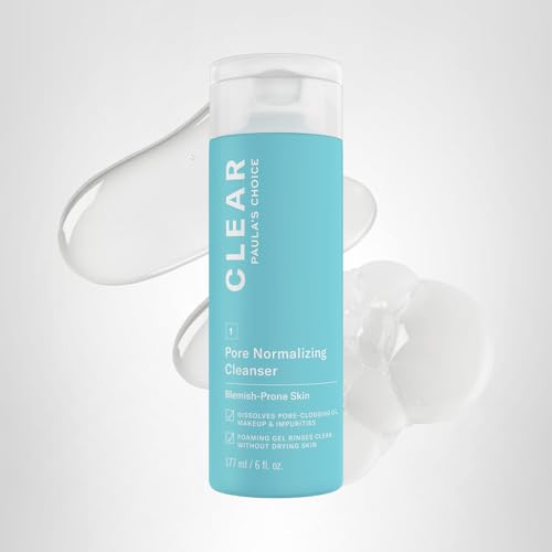 Paula's Choice CLEAR Pore Normalizing Facial Cleanser – Salicylic Acid Acne Wash, Fragrance Free, 6 oz