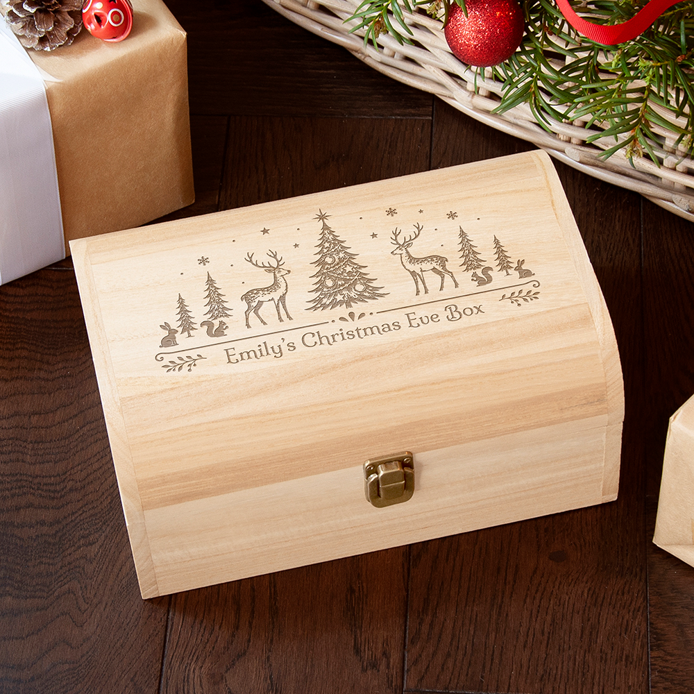 Personalised Festive Forest Christmas Keepsake Chest