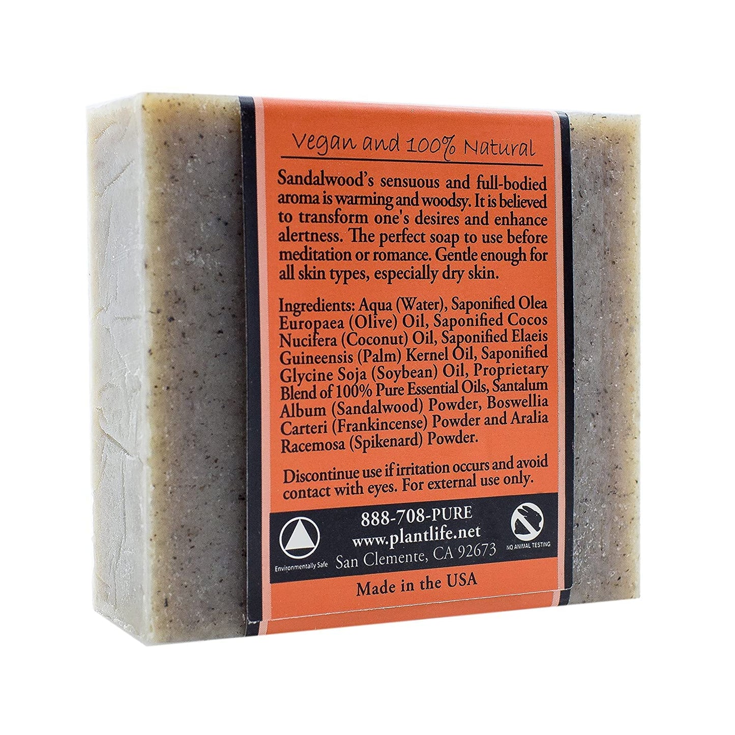 Plantlife Sandalwood 6-Pack Bar Soap – Moisturizing, Hand-Crafted, California-Made