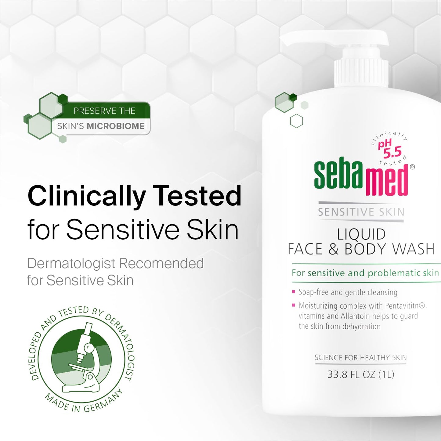 SEBAMED Liquid Face and Body Wash – 1L + 200mL Bundle | Gentle, pH-Balanced Cleanser
