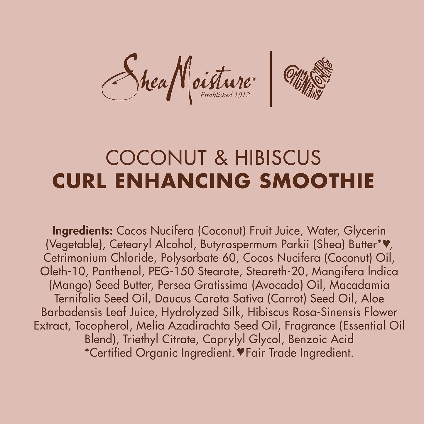 SheaMoisture Coconut & Hibiscus Curl Enhancing Smoothie with Shea Butter - Sulfate Free, Paraben Free, Anti-Frizz Moisture & Shine (2 Pack - 16 Fl Oz Each)