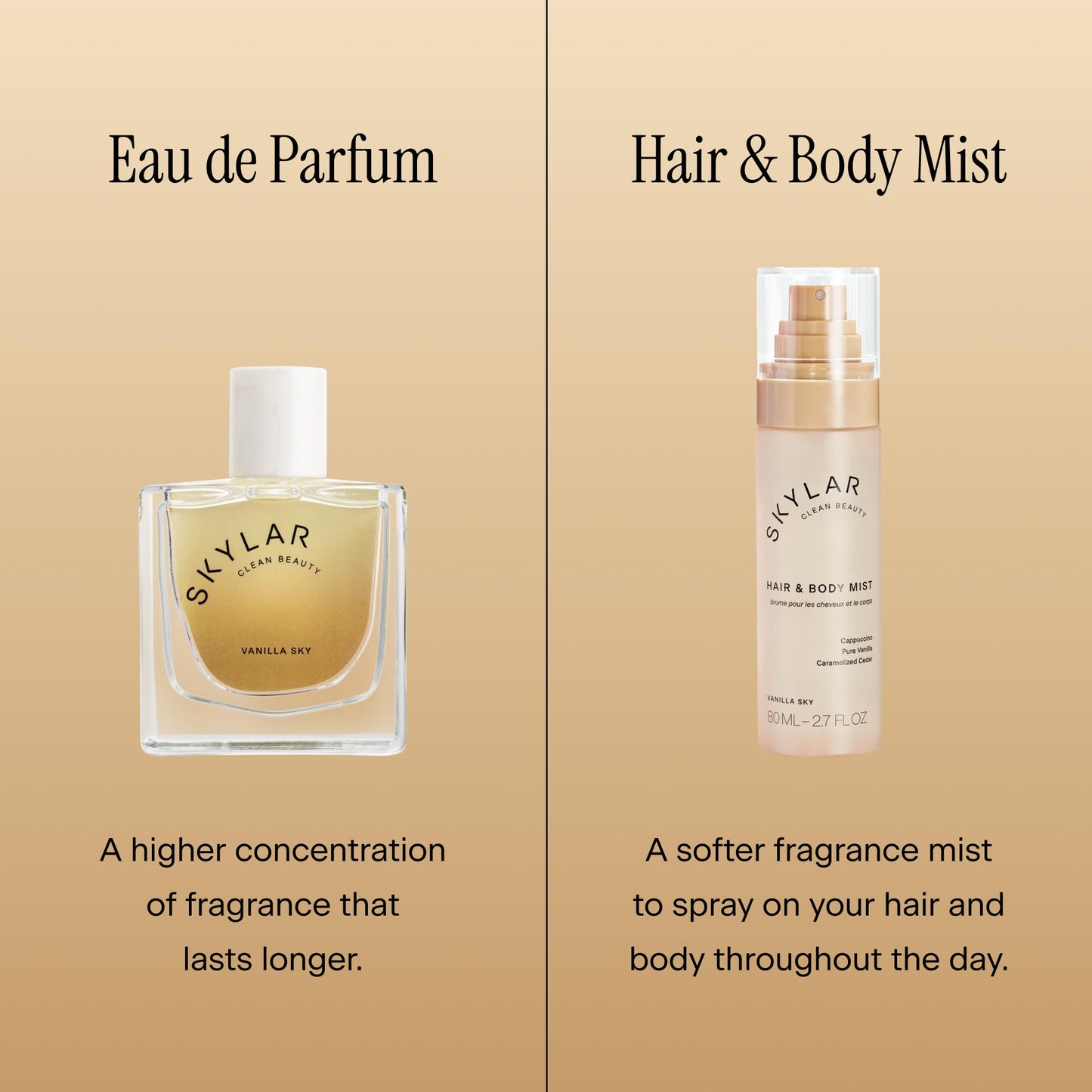 Skylar Vanilla Sky Hair & Body Mist — Hypoallergenic, Vegan, Clean Fragrance (80 ml)