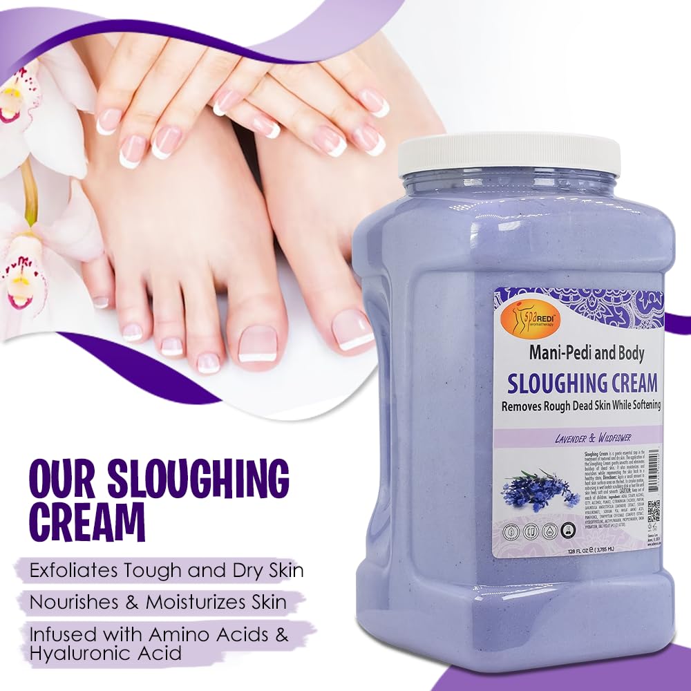 SPA REDI Foot Sloughing Cream & Lavender and Wildflower – 128 Oz Exfoliating Pedicure Care
