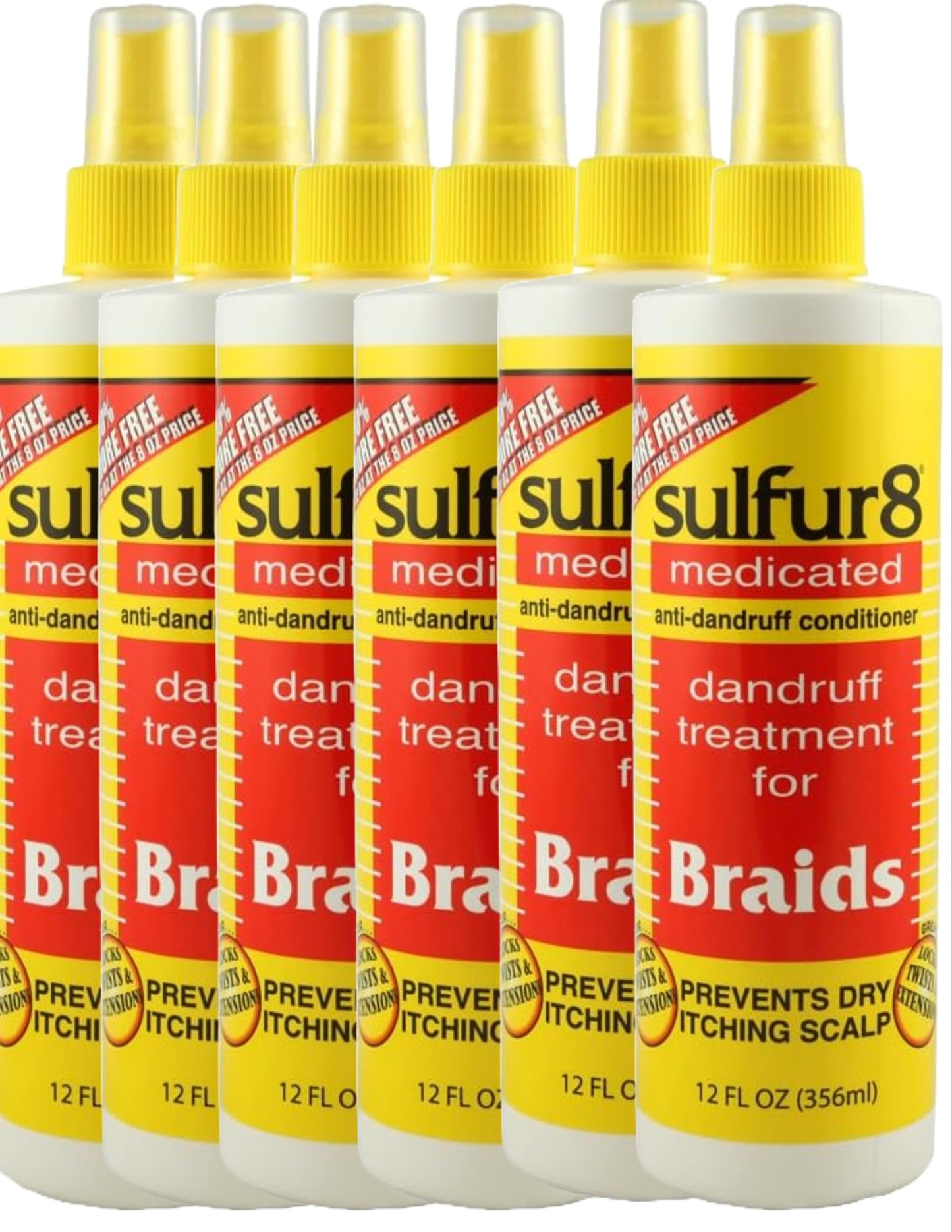 Sulfur8 Dandruff Treatment for Braids Spray – 12 oz, Pack of 6