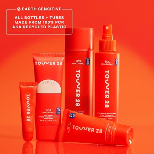 Tower 28 SOS FaceGuard SPF 30 — Mineral Sunscreen for Sensitive Skin with Ceramides | Lightweight, Non-Greasy Face Sunscreen (2.3 oz)